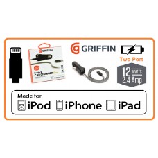 Griffin Power Jolt 2 Port 2.4A Car Charger with Lightning Cable for iPad iPhone Griffin Power Jolt 2 Port 2.4A Car Charger with Lightning Cable for iPad iPhone