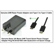 Genuine Razer UK Mains 24W Quick 4.0 Phone Charger Adapter Plug with USB Cable Genuine Razer UK Mains 24W Quick 4.0 Phone Charger Adapter Plug with USB Cable