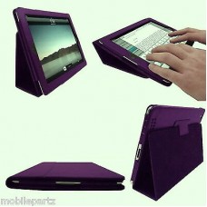 Purple Faux Leather Folio / Flip / Wallet Case with Stand for Apple iPad 2 3 & 4
