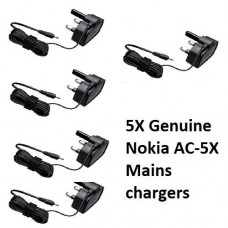5 x Genuine Nokia AC-5X Thin Pin Mains Chargers for Phones & Bluetooth Headsets 5 x Genuine Nokia AC-5X Thin Pin Mains Chargers for Phones & Bluetooth Headsets