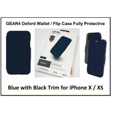 Gear4 Oxford D30 Shockproof Wallet Flip Case for Apple iPhone X / XS Blue
