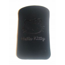 Black Soft to Touch Slide in Official Hello Kitty Pouch for Small Mobile Phones