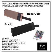 KitSound BOOMBAR+ Portable Universal Wireless Speaker - Black or Rose Gold